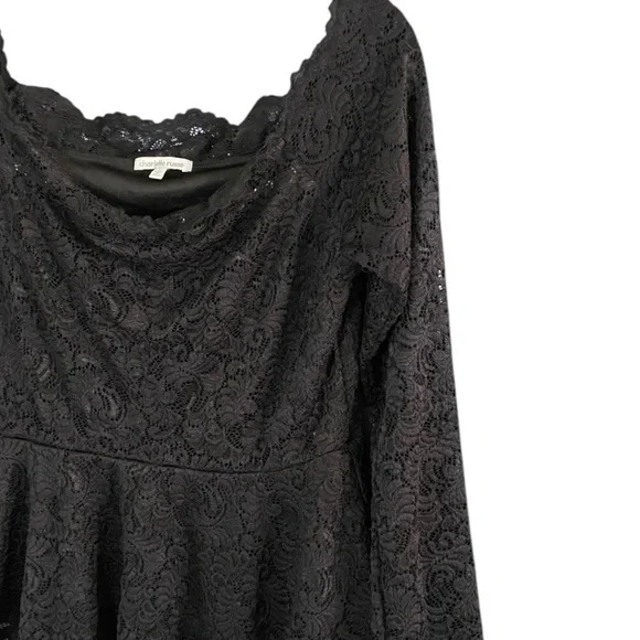Charlotte Russe Y2K Black Lace Off The Shoulder Top L Retro Rockabilly Pinup - Picture 5 of 9
